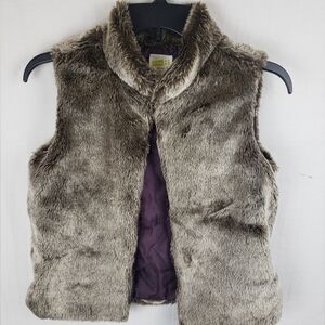 Crazy 8 Girl's Faux Fur Brown Sleeveless Vest Sz 14